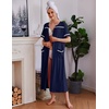 Ekouaer Zipper Robes for Women Short Sleeve Bathrobe with Pockets(Navy Blue)