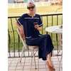 Ekouaer Zipper Robes for Women Short Sleeve Bathrobe with Pockets(Navy Blue)