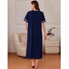 Ekouaer Zipper Robes for Women Short Sleeve Bathrobe with Pockets(Navy Blue)