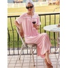 Ekouaer Zipper Robes for Women Short Sleeve Bathrobe with Pockets(Pink)