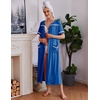 Ekouaer Zipper Robes for Women Short Sleeve Bathrobe with Pockets(Snorkel Blue)