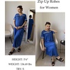 Ekouaer Zipper Robes for Women Short Sleeve Bathrobe with Pockets(Snorkel Blue)