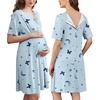Ekouaer Labor and Delivery Gown for Hospital V Neck Maternity Nursing Dress(Light Blue Moon Planet Butterfly)