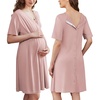 Ekouaer Labor and Delivery Gown for Hospital V Neck Maternity Nursing Dress(Mauve)