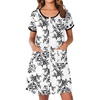 Ekouaer Zip Up Robes for Women Zipper House Coat Short Bathrobes Nightgown(Floral White)