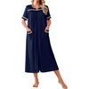 Ekouaer Zipper Robes for Women Short Sleeve Bathrobe with Pockets(Navy Blue)