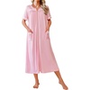 Ekouaer Zipper Robes for Women Short Sleeve Bathrobe with Pockets(Pink)
