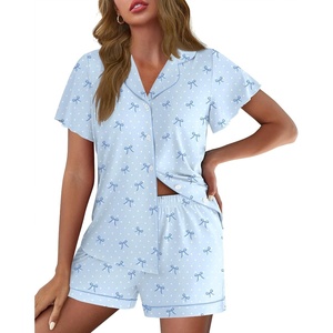 Ekouaer Pajamas for Women Set Button Up Bridal Pjs Ruffle Sleeve(Polka Dot Bow)