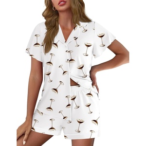 Ekouaer Pajamas for Women Set Button Up Bridal Pjs Ruffle Sleeve(White Mratini)