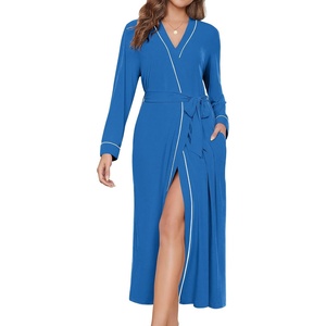Ekouaer Womens Robes Lightweight Soft Knit Bathrobe Full Length Sleepwear(Blue)