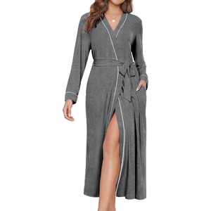 Ekouaer Womens Robes Lightweight Soft Knit Bathrobe Full Length Sleepwear(Medium Gray)