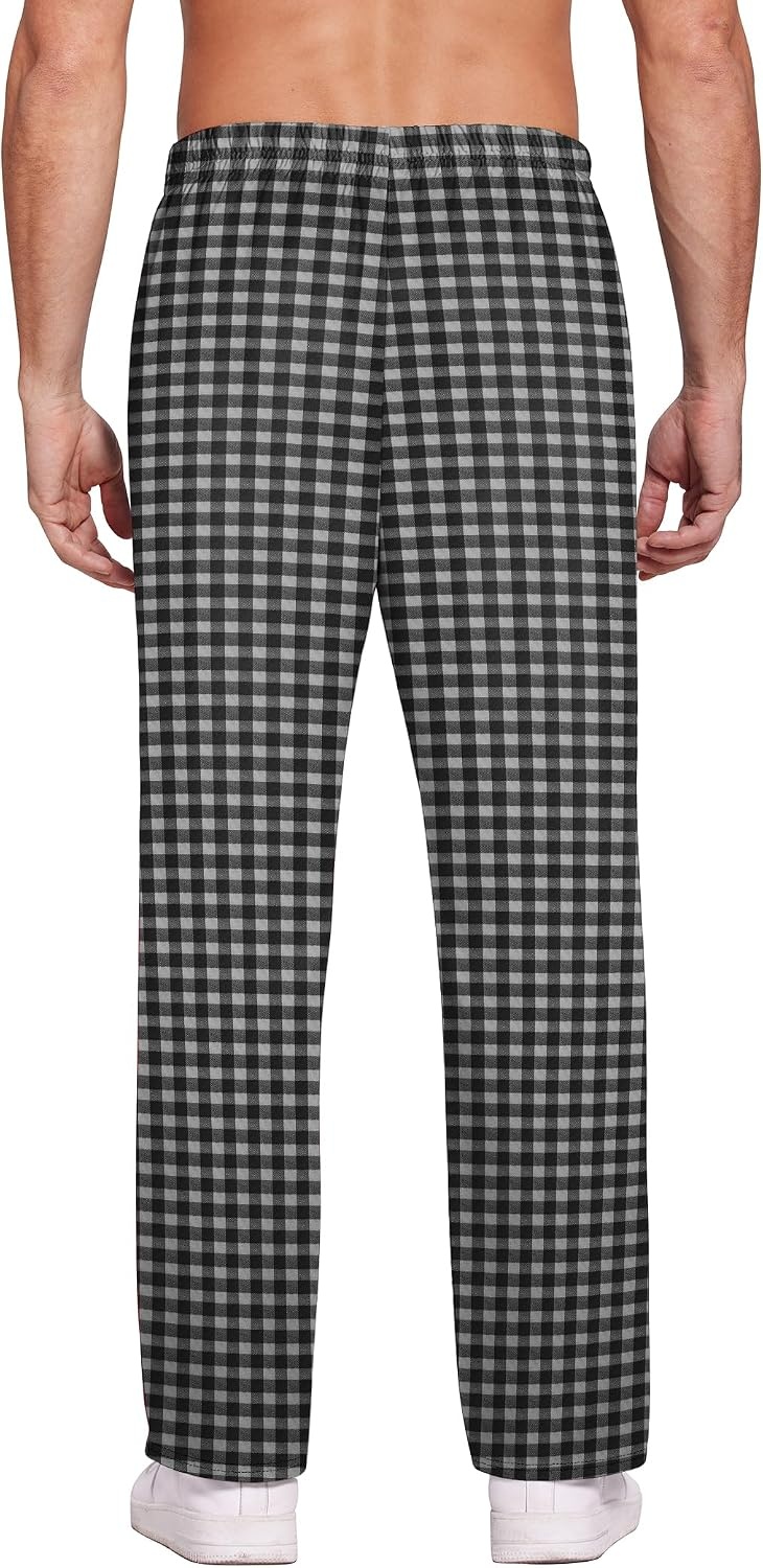 image:imageEkouaer Mens Pajama Pants Plaid Lounge Pants Soft Pj Bottoms with PocketsLittle Black and White Plaid