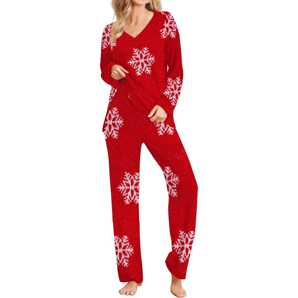 image:imageEkouaer Womens Pajama Sets Fuzzy Fleece Sleepwear Long Sleeve PjsChristmas