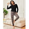 Ekouaer 2 Pack Womens Pajama Sets Long Sleeve Pjs Soft Comfy Lounge Set(Black Red Plaid+leopard)