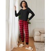 Ekouaer 2 Pack Womens Pajama Sets Long Sleeve Pjs Soft Comfy Lounge Set(Black Red Plaid+wine Plaid)