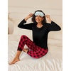 Ekouaer 2 Pack Womens Pajama Sets Long Sleeve Pjs Soft Comfy Lounge Set(Black Red Plaid+wine Plaid)