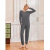 Ekouaer 2 Pack Womens Pajama Sets Long Sleeve Pjs Soft Comfy Lounge Set(Black+dark Gray)