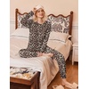 Ekouaer 2 Pack Womens Pajama Sets Long Sleeve Pjs Soft Comfy Lounge Set(Black+leopard)