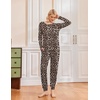 Ekouaer 2 Pack Womens Pajama Sets Long Sleeve Pjs Soft Comfy Lounge Set(Black+leopard)