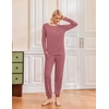 Ekouaer 2 Pack Womens Pajama Sets Long Sleeve Pjs Soft Comfy Lounge Set(Dark Gray+grayish Purple)