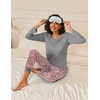 Ekouaer 2 Pack Womens Pajama Sets Long Sleeve Pjs Soft Comfy Lounge Set(Grey Pink Leopard+light Blue Paisley)