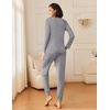 Ekouaer 2 Pack Womens Pajama Sets Long Sleeve Pjs Soft Comfy Lounge Set(Light Grey+black Stars)
