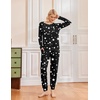 Ekouaer 2 Pack Womens Pajama Sets Long Sleeve Pjs Soft Comfy Lounge Set(Light Grey+black Stars)