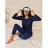 Ekouaer 2 Pack Womens Pajama Sets Long Sleeve Pjs Soft Comfy Lounge Set(Navy Dots+light Pink Striped)