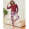 Ekouaer 2 Pack Womens Pajama Sets Long Sleeve Pjs Soft Comfy Lounge Set(Navy Plaid+wine Plaid)