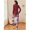 Ekouaer 2 Pack Womens Pajama Sets Long Sleeve Pjs Soft Comfy Lounge Set(Navy Plaid+wine Plaid)