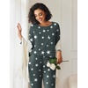 Ekouaer 2 Pack Womens Pajama Sets Long Sleeve Pjs Soft Comfy Lounge Set(Navy+dark Gray Stars)