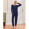 Ekouaer 2 Pack Womens Pajama Sets Long Sleeve Pjs Soft Comfy Lounge Set(Navy+dark Gray Stars)