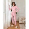 Ekouaer 2 Pack Womens Pajama Sets Long Sleeve Pjs Soft Comfy Lounge Set(Pink+light Grey)
