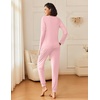 Ekouaer 2 Pack Womens Pajama Sets Long Sleeve Pjs Soft Comfy Lounge Set(Pink+light Grey)