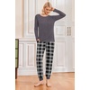 Ekouaer 2 Pack Womens Pajama Sets Long Sleeve Pjs Soft Comfy Lounge Set(Rose Plaid+black Plaid)