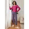 Ekouaer 2 Pack Womens Pajama Sets Long Sleeve Pjs Soft Comfy Lounge Set(Rose Plaid+black Plaid)