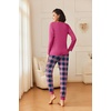 Ekouaer 2 Pack Womens Pajama Sets Long Sleeve Pjs Soft Comfy Lounge Set(Rose Plaid+black Plaid)