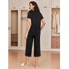 Ekouaer 2 Pack: Women’s Pajamas Set Short Sleeve Sleepwear Capri Pants Pjs Soft Loungewear with Pockets(Black/Leopard)
