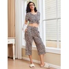 Ekouaer 2 Pack: Women’s Pajamas Set Short Sleeve Sleepwear Capri Pants Pjs Soft Loungewear with Pockets(Black/Leopard)