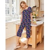 Ekouaer 2 Pack: Women’s Pajamas Set Short Sleeve Sleepwear Capri Pants Pjs Soft Loungewear with Pockets(Blue Bow/Navy Bloom)
