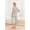 Ekouaer 2 Pack: Women’s Pajamas Set Short Sleeve Sleepwear Capri Pants Pjs Soft Loungewear with Pockets(Blue Flower/Yellow Floral)