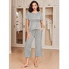 Ekouaer 2 Pack: Women’s Pajamas Set Short Sleeve Sleepwear Capri Pants Pjs Soft Loungewear with Pockets(Butterfly/Grey Stripe)