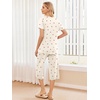 Ekouaer 2 Pack: Women’s Pajamas Set Short Sleeve Sleepwear Capri Pants Pjs Soft Loungewear with Pockets(Cherry/Colorful Bow)
