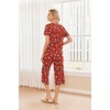 Ekouaer 2 Pack: Women’s Pajamas Set Short Sleeve Sleepwear Capri Pants Pjs Soft Loungewear with Pockets(Christmas Red Snowman/Green Santa Claus XL)