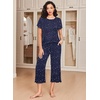 Ekouaer 2 Pack: Women’s Pajamas Set Short Sleeve Sleepwear Capri Pants Pjs Soft Loungewear with Pockets(Coffee/Navy Star)