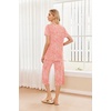 Ekouaer 2 Pack: Women’s Pajamas Set Short Sleeve Sleepwear Capri Pants Pjs Soft Loungewear with Pockets(Daisies/Leopard)