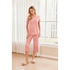 Ekouaer 2 Pack: Women’s Pajamas Set Short Sleeve Sleepwear Capri Pants Pjs Soft Loungewear with Pockets(Daisies/Leopard)