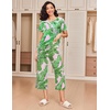 Ekouaer 2 Pack: Women’s Pajamas Set Short Sleeve Sleepwear Capri Pants Pjs Soft Loungewear with Pockets(Flower/Green Leaf)