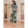 Ekouaer 2 Pack: Women’s Pajamas Set Short Sleeve Sleepwear Capri Pants Pjs Soft Loungewear with Pockets(Flower/Green Leaf)