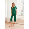 Ekouaer 2 Pack: Women’s Pajamas Set Short Sleeve Sleepwear Capri Pants Pjs Soft Loungewear with Pockets(Green/Christmas Red)